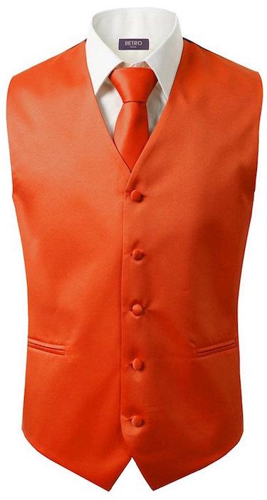 Sugo 3 Pcs Vest + Tie + Hankie Orange Fashion Men's Formal Dress Suit Waistcoat